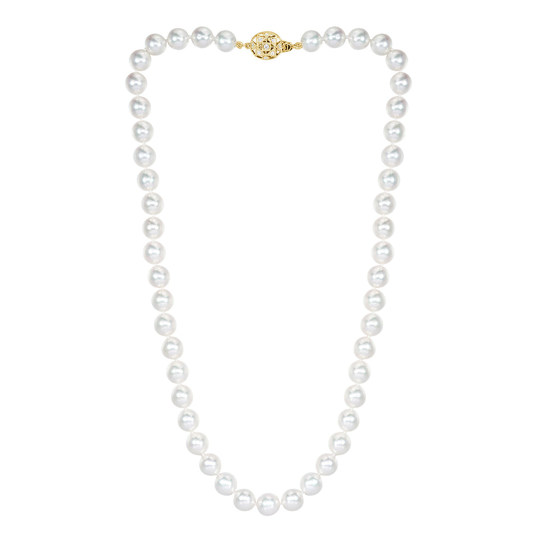 Japanese Akoya Pearl and Lab Diamond Necklace