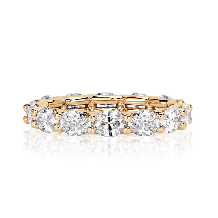 2.50ct Oval Cut Lab Diamond Eternity Band in 18k Champagne Yellow Gold