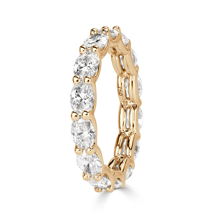 2.50ct Oval Cut Lab Diamond Eternity Band in 18k Champagne Yellow Gold