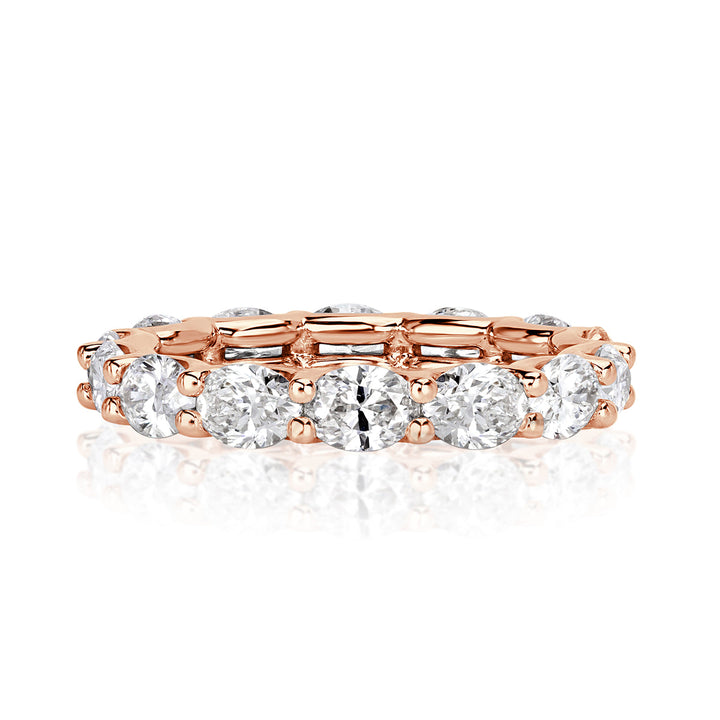 2.50ct Oval Cut Lab Diamond Eternity Band in 18k Rose Gold