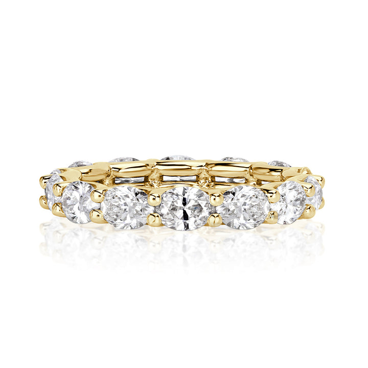 2.50ct Oval Cut Lab Diamond Eternity Band in 18k Yellow Gold