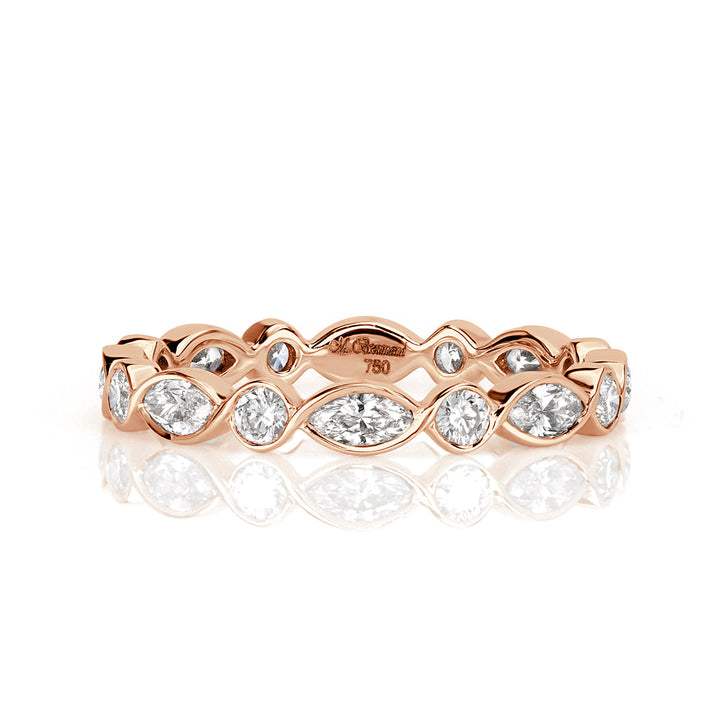 1.00ct Marquise and Round Brilliant Cut Lab Diamond Bezel Set Eternity Band in 18k Rose Gold