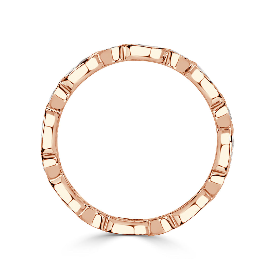 1.00ct Marquise and Round Brilliant Cut Lab Diamond Bezel Set Eternity Band in 18k Rose Gold