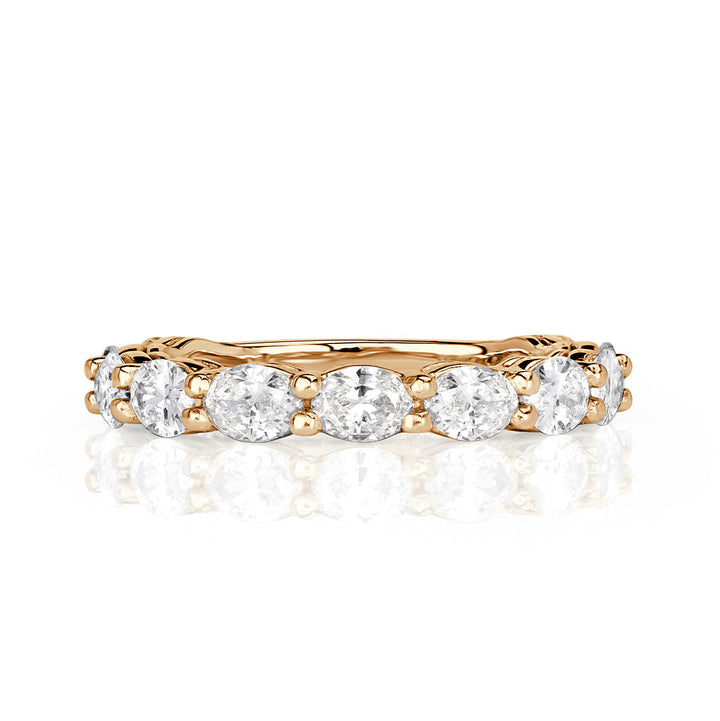 1.36ct Oval Cut Lab Diamond Wedding Band in 18k Champagne Yellow Gold