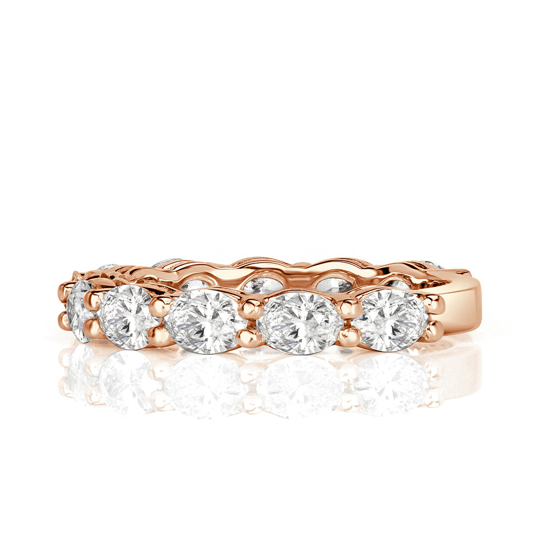 1.36ct Oval Cut Lab Diamond Wedding Band in 18k Rose Gold