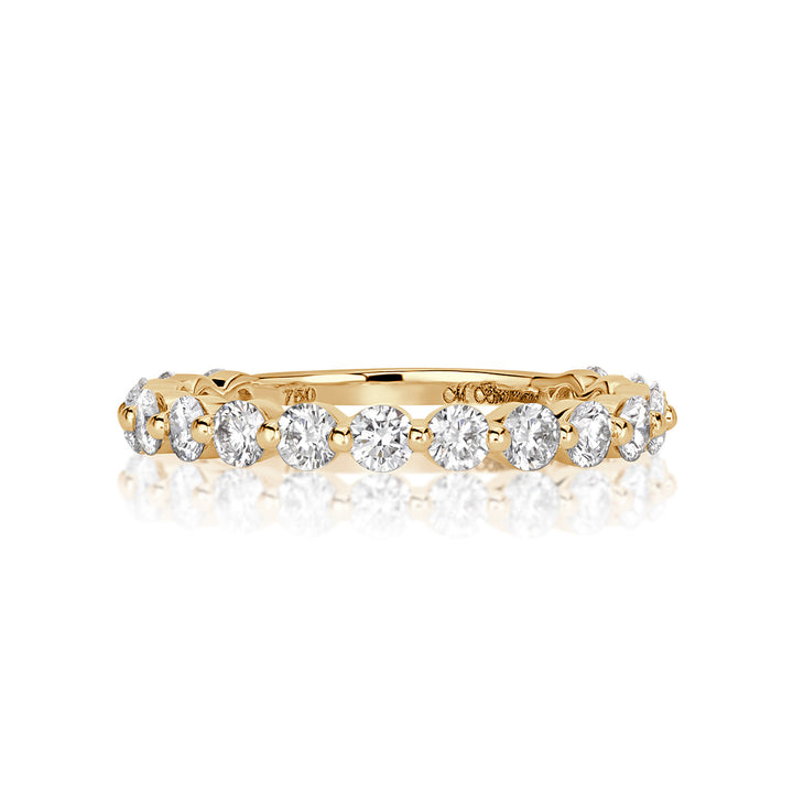 0.95ct Round Brilliant Cut Lab Diamond Wedding Band in 18k Champagne Yellow Gold