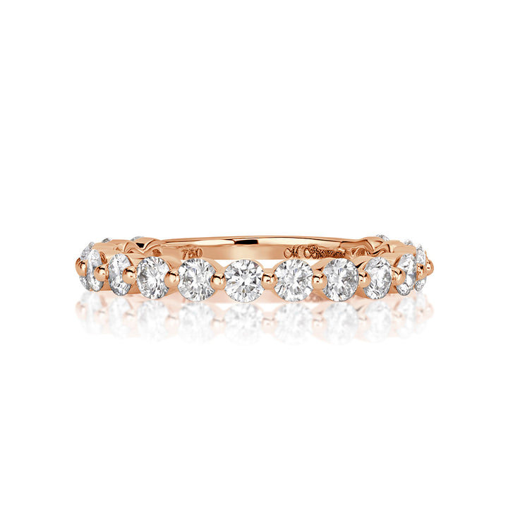 0.95ct Round Brilliant Cut Lab Diamond Wedding Band in 18k Rose Gold