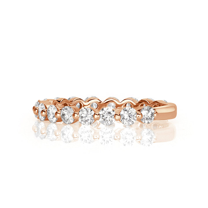 0.95ct Round Brilliant Cut Lab Diamond Wedding Band in 18k Rose Gold