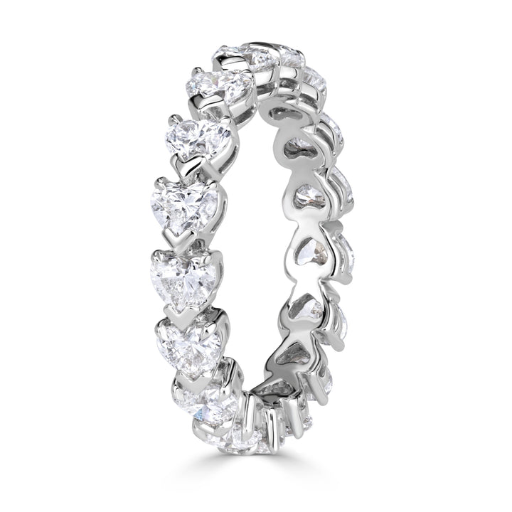 2.55ct Heart Shaped Lab Diamond Eternity Band in 18k White Gold