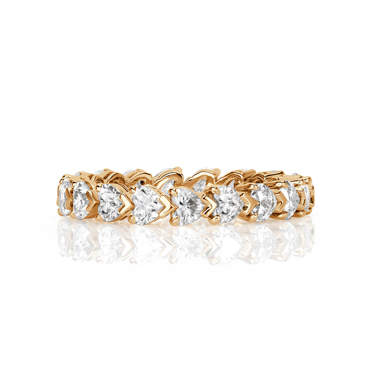 2.55ct Heart Shaped Lab Diamond Eternity Band in 18k Champagne Yellow Gold