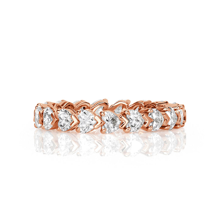 2.55ct Heart Shaped Lab Diamond Eternity Band in 18k Rose Gold