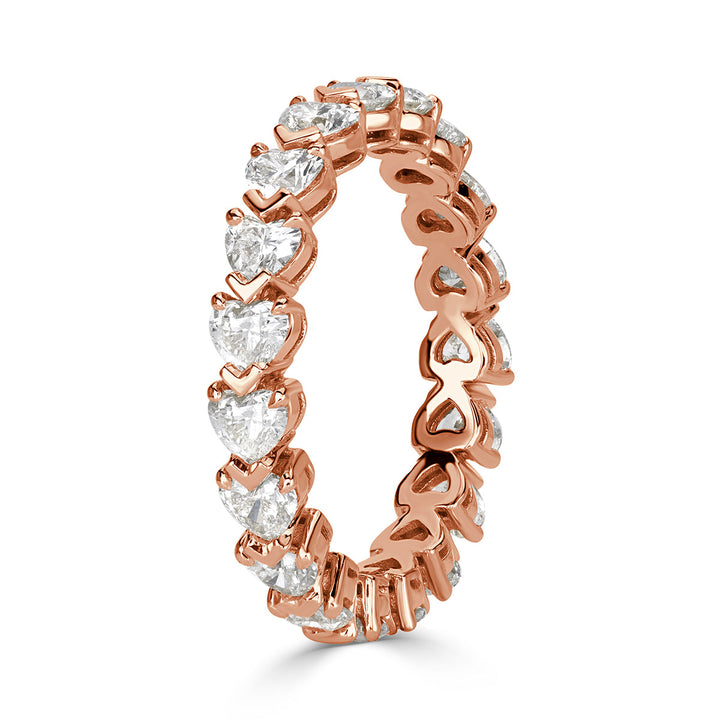 2.55ct Heart Shaped Lab Diamond Eternity Band in 18k Rose Gold