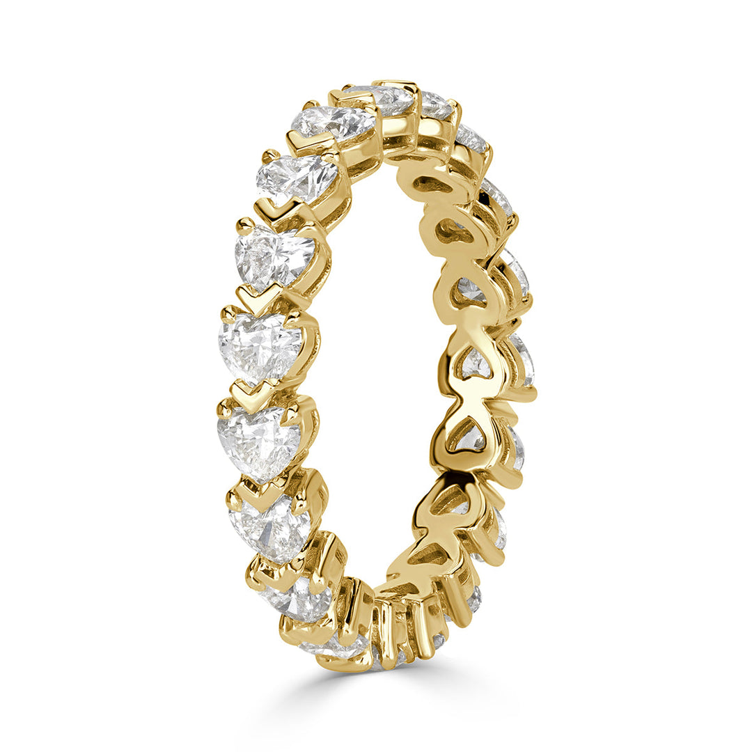 2.55ct Heart Shaped Lab Diamond Eternity Band in 18k Yellow Gold