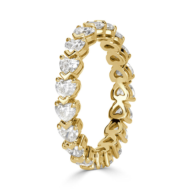 2.55ct Heart Shaped Lab Diamond Eternity Band in 18k Yellow Gold