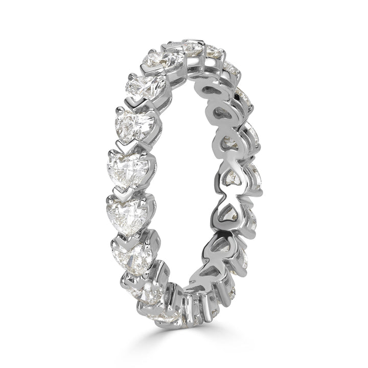 2.55ct Heart Shaped Lab Diamond Eternity Band in Platinum