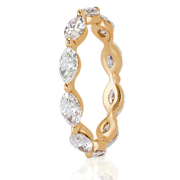 1.95ct Marquise Cut Lab Diamond Eternity Band in 18k Champagne Yellow Gold