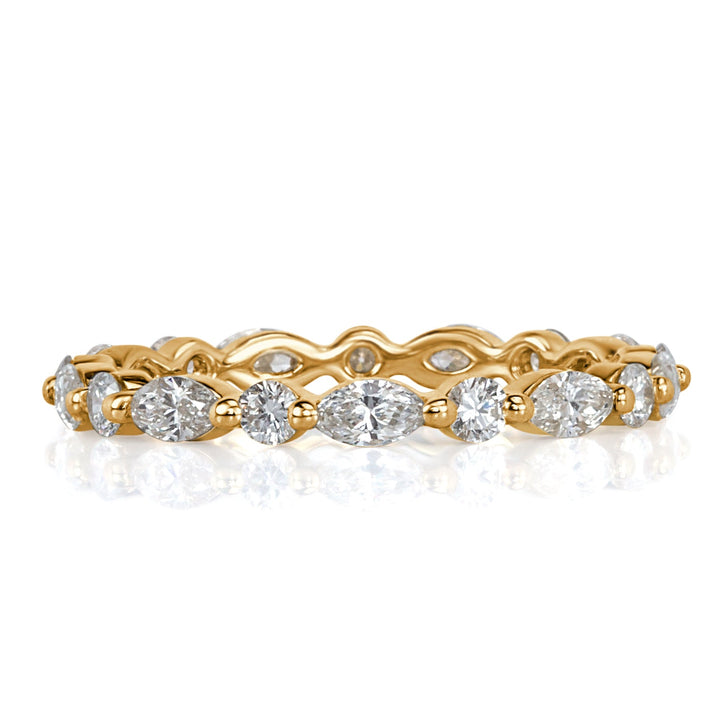 1.00ct Marquise and Round Brilliant Cut Lab Diamond Eternity Band in 18k Champagne Yellow Gold