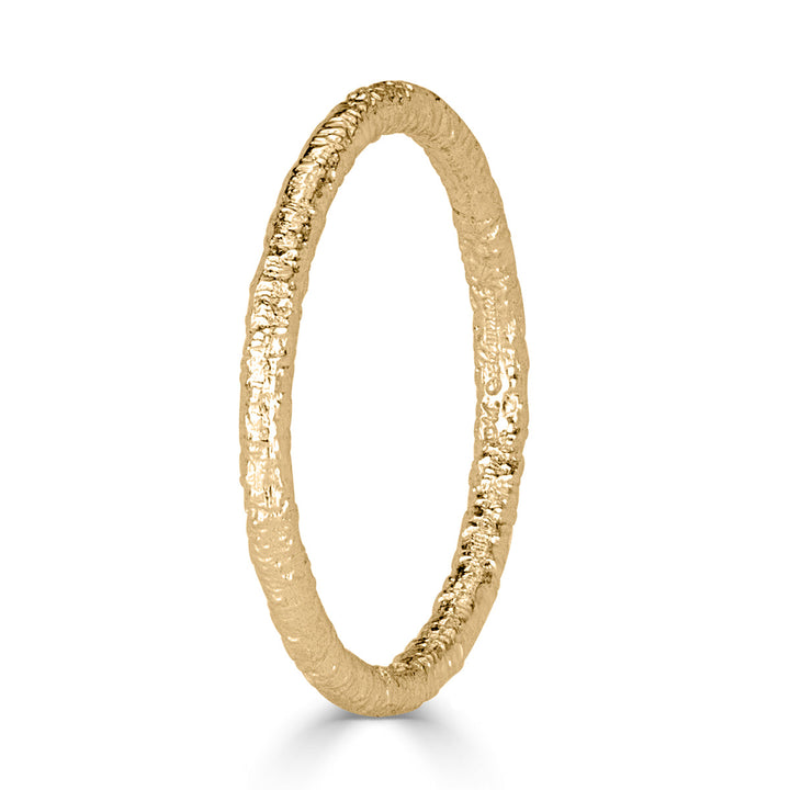 Handmade Textured Band in 18k Champagne Yellow Gold