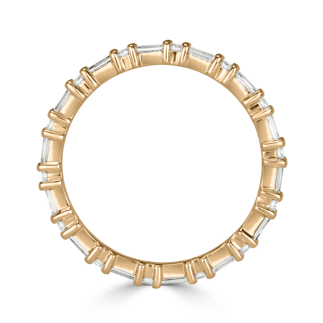 1.00ct Baguette Cut and Round Brilliant Cut Lab Diamond Eternity Band in 18k Champagne Yellow Gold