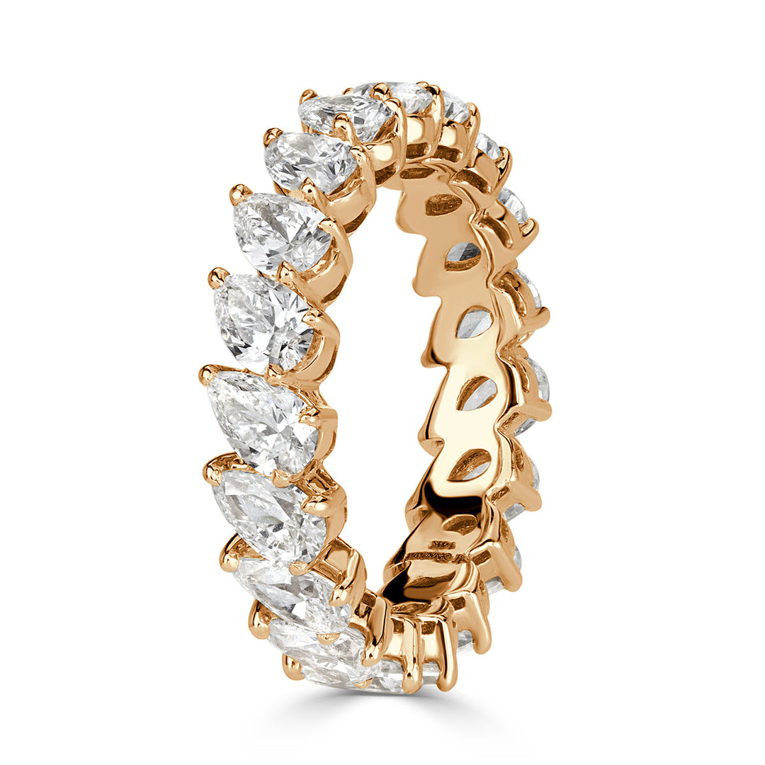 3.65ct Pear Shaped Lab Diamond Eternity Band in 18k Champagne Yellow Gold