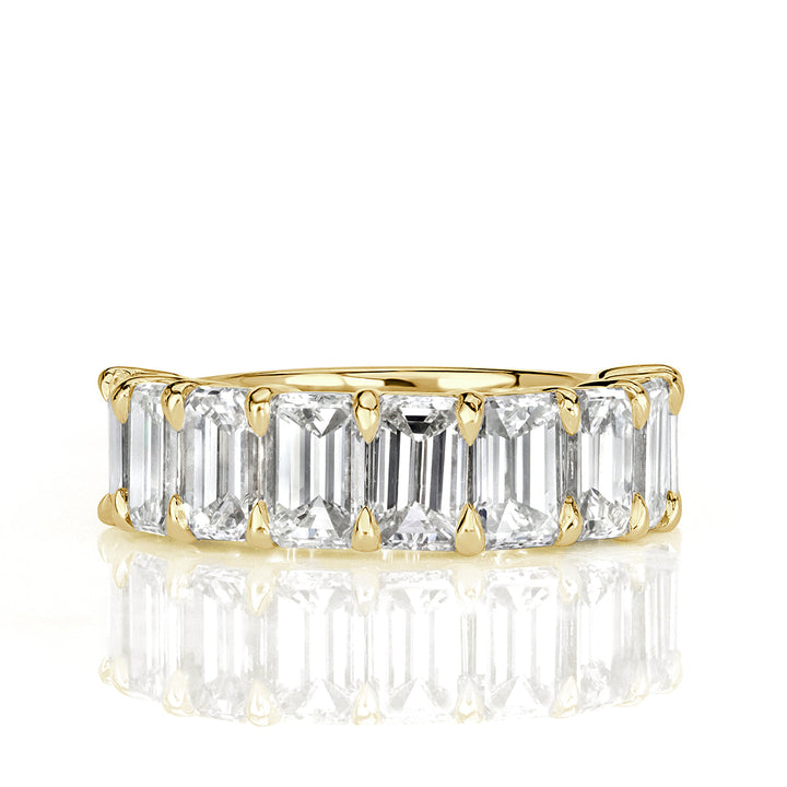 4.50ct Emerald Cut Lab Diamond Wedding Band in 18k Yellow Gold