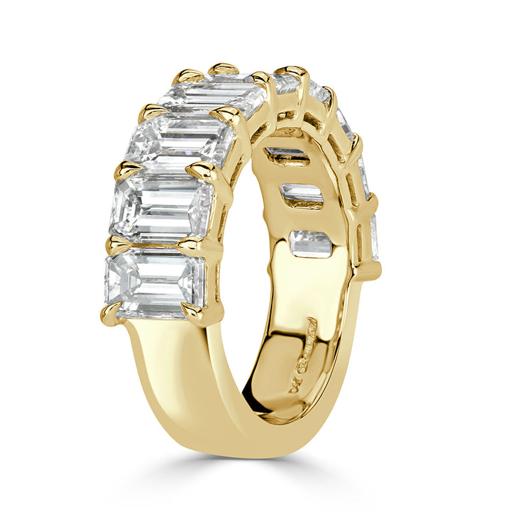 4.50ct Emerald Cut Lab Diamond Wedding Band in 18k Yellow Gold