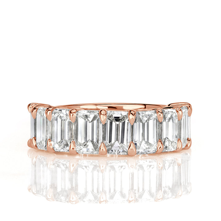 4.50ct Emerald Cut Lab Diamond Wedding Band in 18k Rose Gold