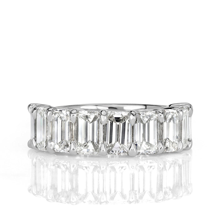 4.50ct Emerald Cut Lab Diamond Wedding Band in 18k White Gold