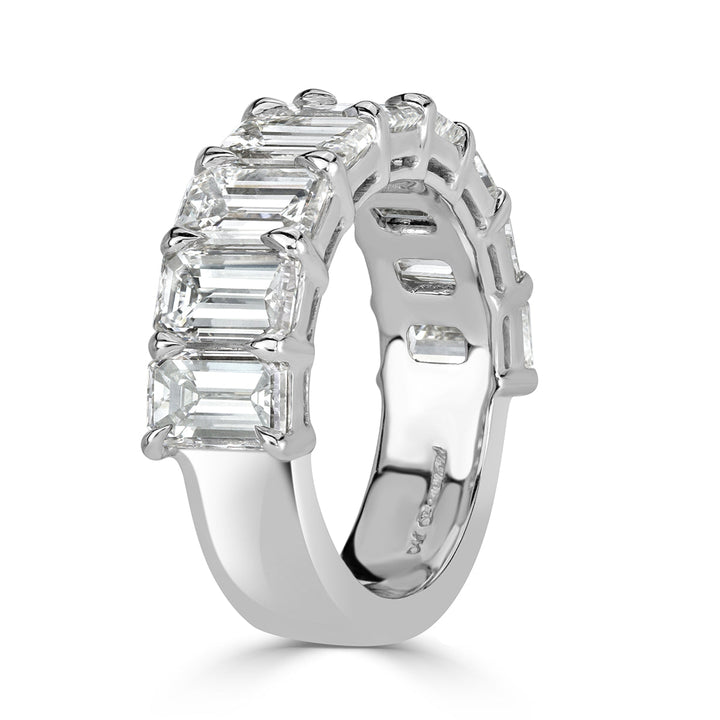 4.50ct Emerald Cut Lab Diamond Wedding Band in 18k White Gold