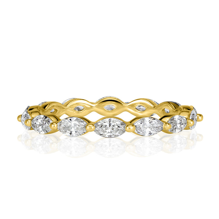 1.00ct Marquise Cut Lab Diamond Eternity Band in 18k Champagne Yellow Gold