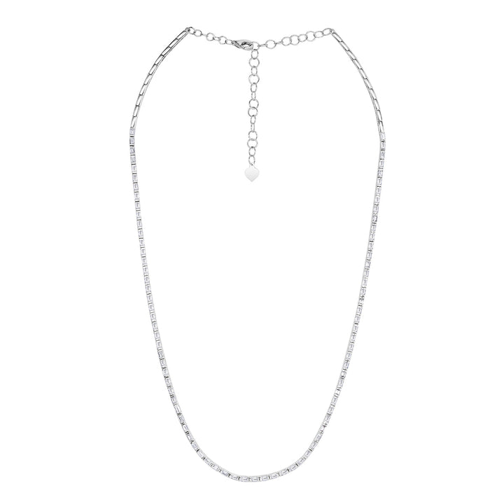 2.34ct Baguette Cut Lab Diamond Tennis Necklace in 14K White Gold