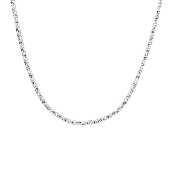 2.34ct Baguette Cut Lab Diamond Tennis Necklace in 14K White Gold