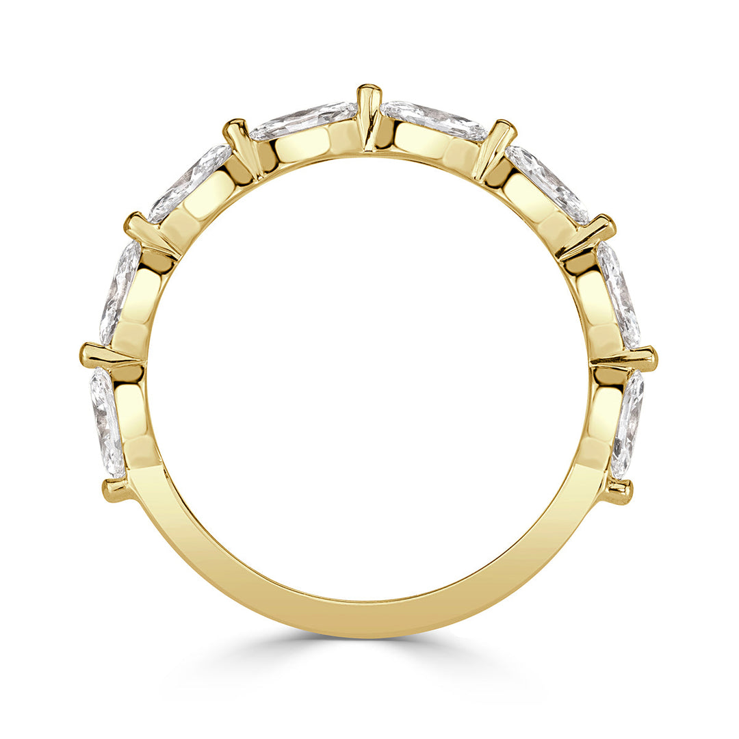 0.90ct Marquise Cut Lab Diamond Wedding Band in 18k Yellow Gold