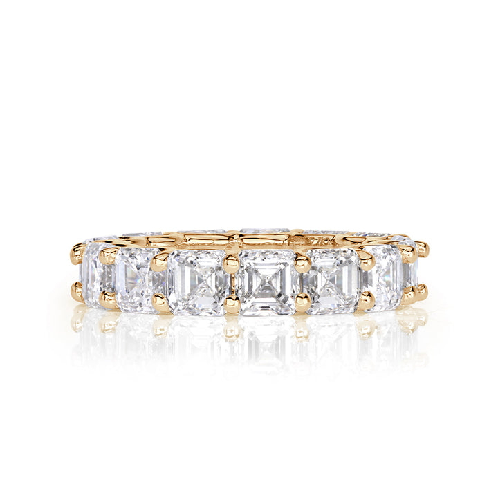 8.00ct Asscher Cut Lab Diamond Eternity Band in 18k Champagne Yellow Gold