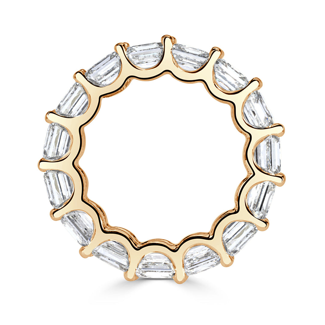 8.00ct Asscher Cut Lab Diamond Eternity Band in 18k Champagne Yellow Gold