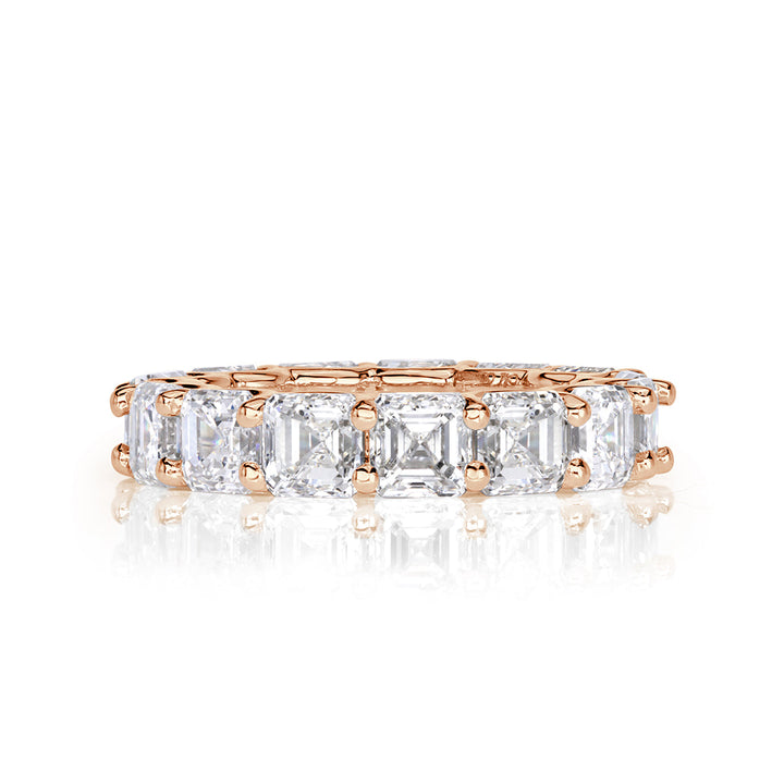 8.00ct Asscher Cut Lab Diamond Eternity Band in 18k Rose Gold