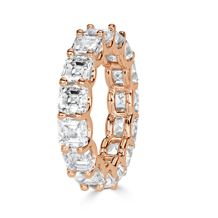 8.00ct Asscher Cut Lab Diamond Eternity Band in 18k Rose Gold