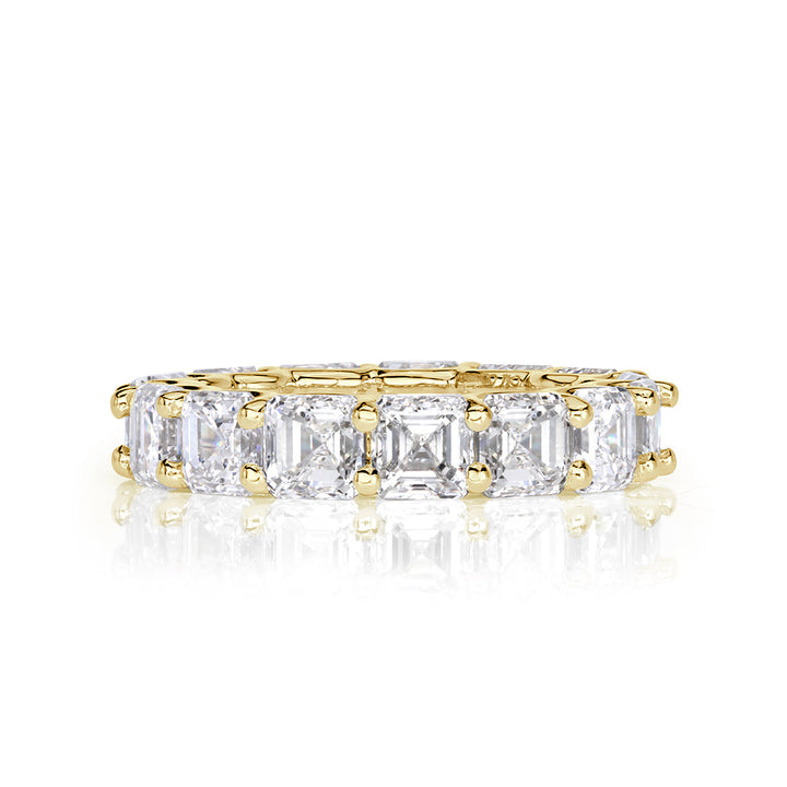 8.00ct Asscher Cut Lab Diamond Eternity Band in 18k Yellow Gold