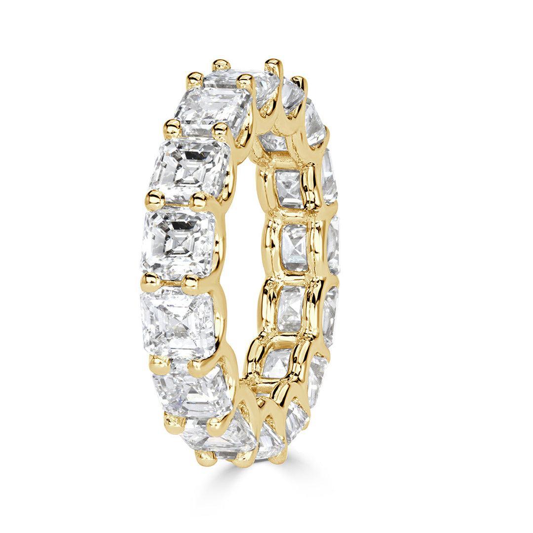 8.00ct Asscher Cut Lab Diamond Eternity Band in 18k Yellow Gold