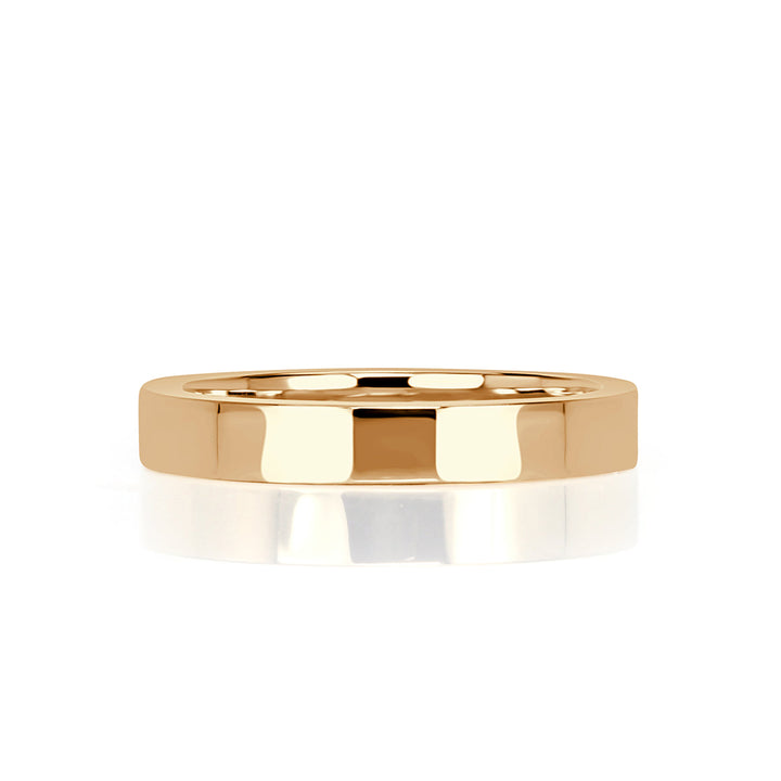 Handmade Flat Wedding Band in 18k Champagne Yellow Gold