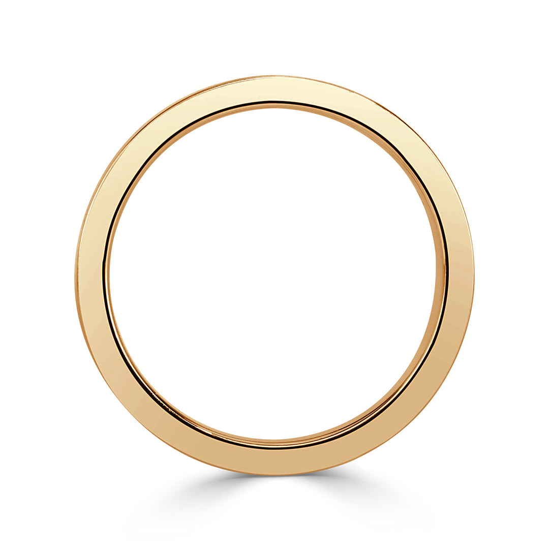 Handmade Flat Wedding Band in 18k Champagne Yellow Gold