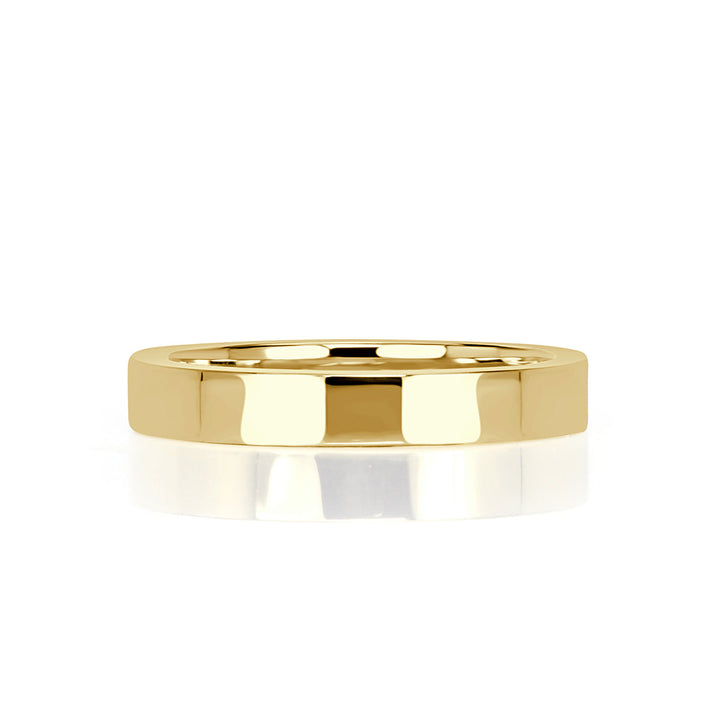 Handmade Flat Wedding Band in 18k Yellow Gold