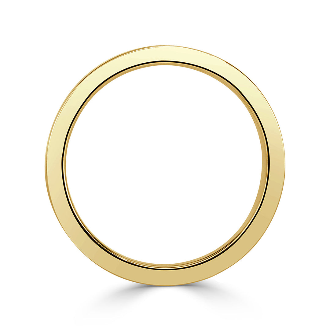 Handmade Flat Wedding Band in 18k Yellow Gold