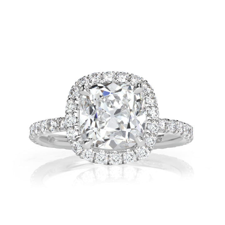 3.19ct Old Mine Cut Lab Diamond Engagement Ring