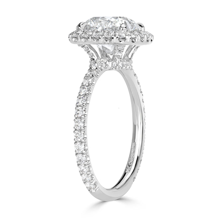 3.19ct Old Mine Cut Lab Diamond Engagement Ring