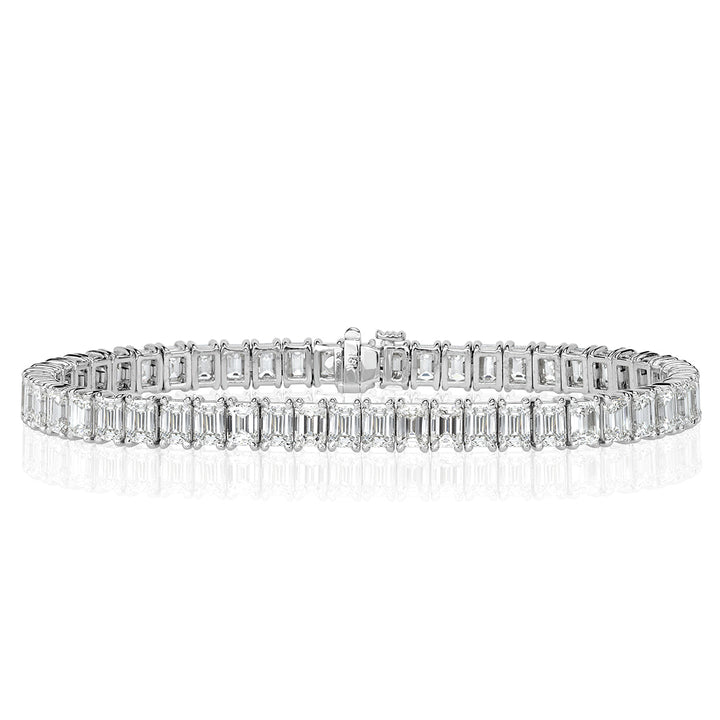 15.61ct Emerald Cut Lab Diamond Tennis Bracelet in 18K White Gold