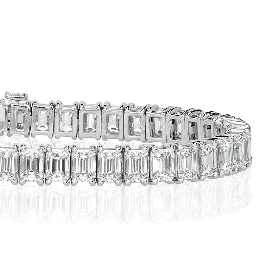 15.61ct Emerald Cut Lab Diamond Tennis Bracelet in 18K White Gold