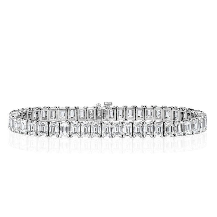 18.95ct Emerald Cut Lab Diamond Tennis Bracelet in 18k White Gold in 7'