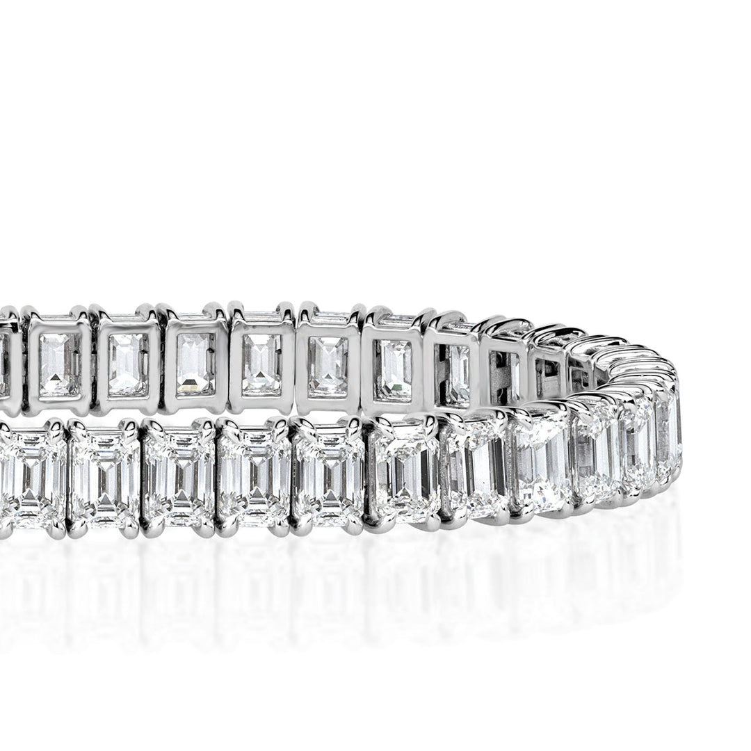 18.95ct Emerald Cut Lab Diamond Tennis Bracelet in 18k White Gold in 7'