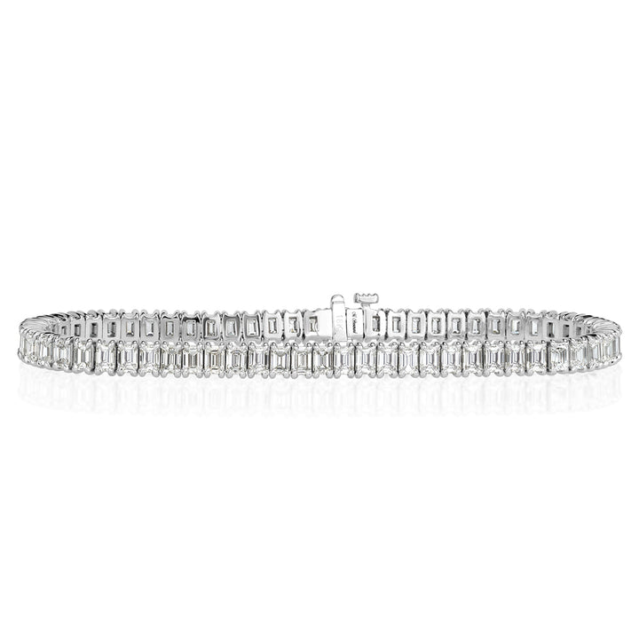 8.90ct Emerald Cut Lab Diamond Tennis Bracelet in 18k White Gold